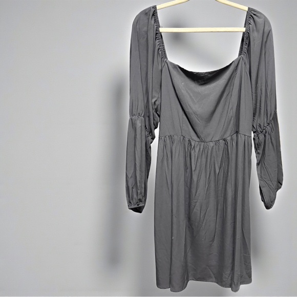 PrettyGarden Black Smocked Babydoll Dress XXL Lantern Sleeve Fit Flare - Picture 6 of 16